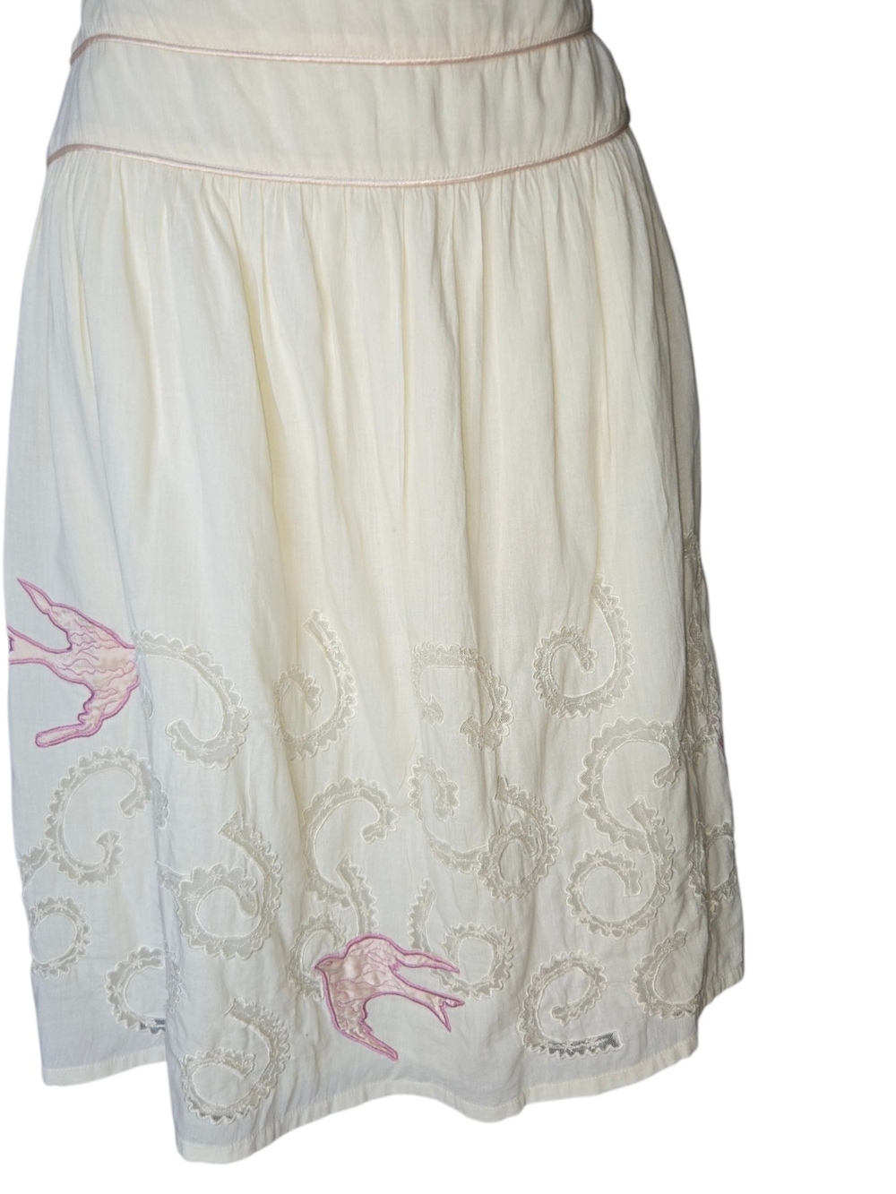 Ipsa Anthropologie Vintage Inspired Cottagecore Embroidered Midi Skirt